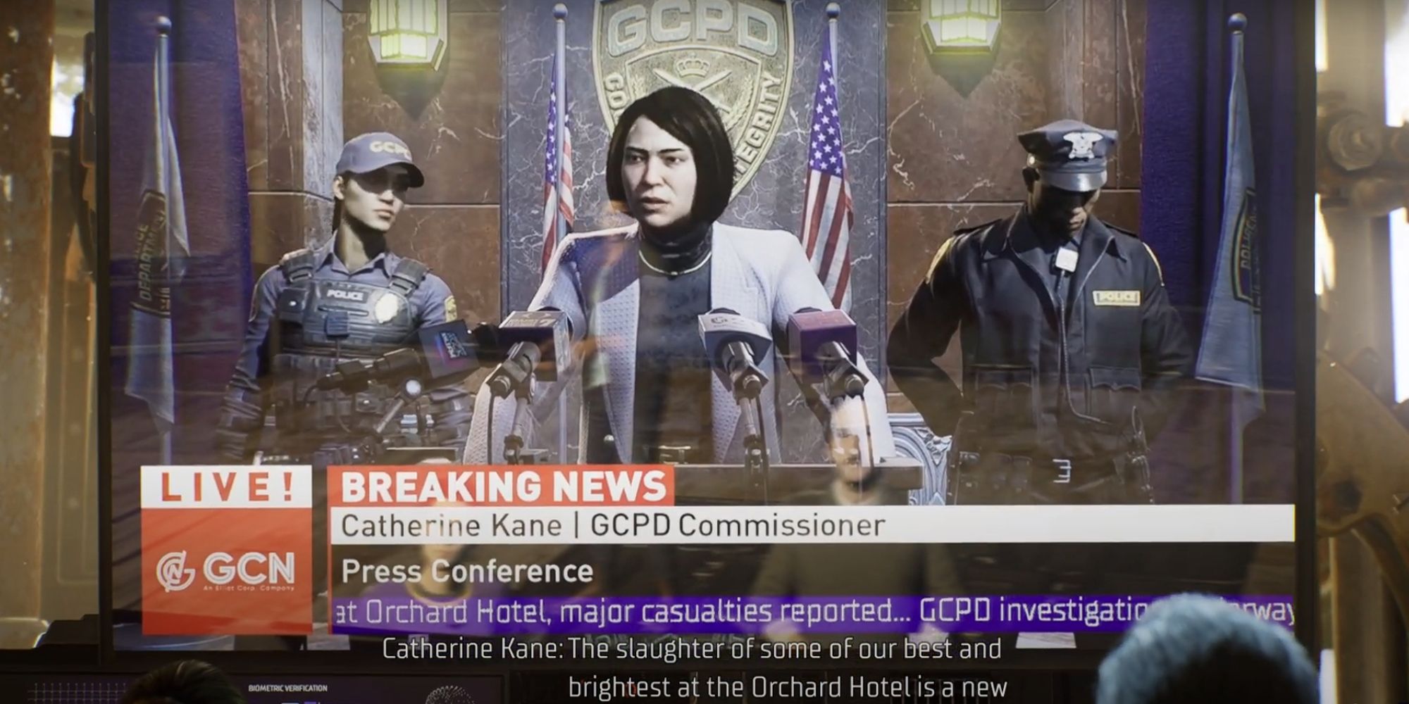 Commissioner Catherine Kane News Conference in Gotham Knights